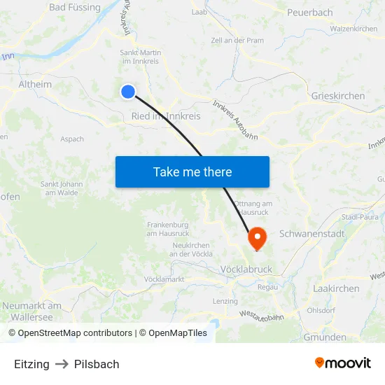 Eitzing to Pilsbach map