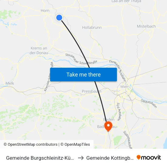 Gemeinde Burgschleinitz-Kühnring to Gemeinde Kottingbrunn map