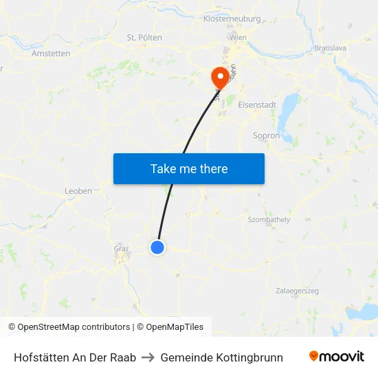 Hofstätten An Der Raab to Gemeinde Kottingbrunn map