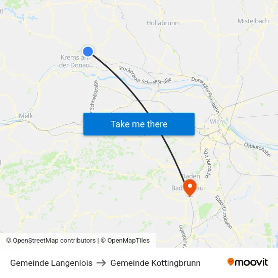 Gemeinde Langenlois to Gemeinde Kottingbrunn map