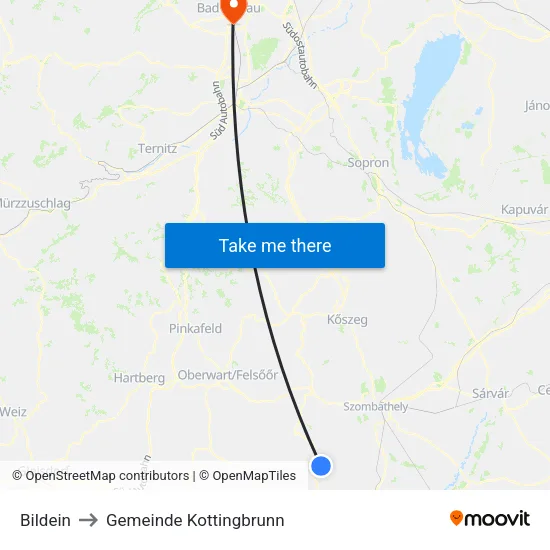 Bildein to Gemeinde Kottingbrunn map
