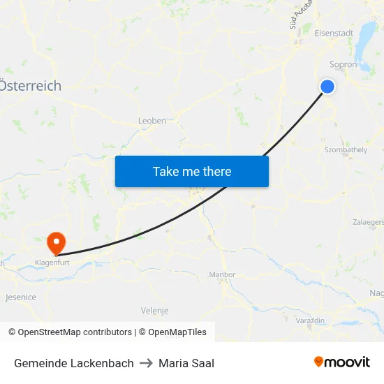 Gemeinde Lackenbach to Maria Saal map