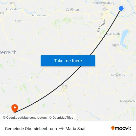 Gemeinde Obersiebenbrunn to Maria Saal map