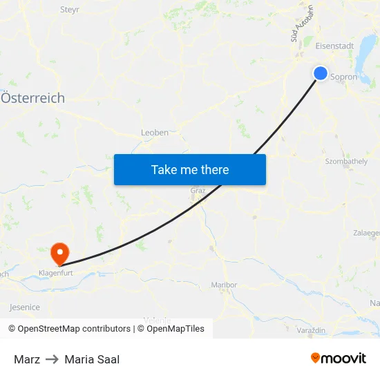 Marz to Maria Saal map