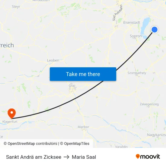 Sankt Andrä am Zicksee to Maria Saal map