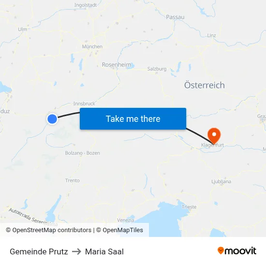 Gemeinde Prutz to Maria Saal map