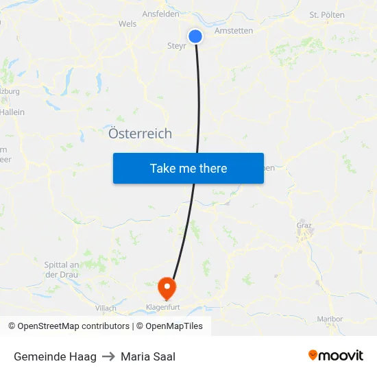 Gemeinde Haag to Maria Saal map