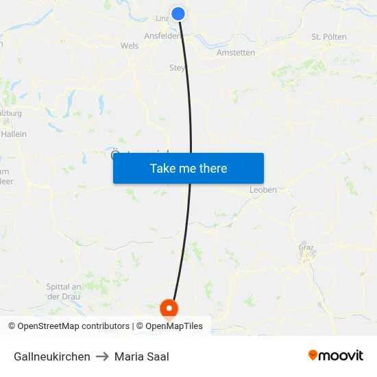 Gallneukirchen to Maria Saal map