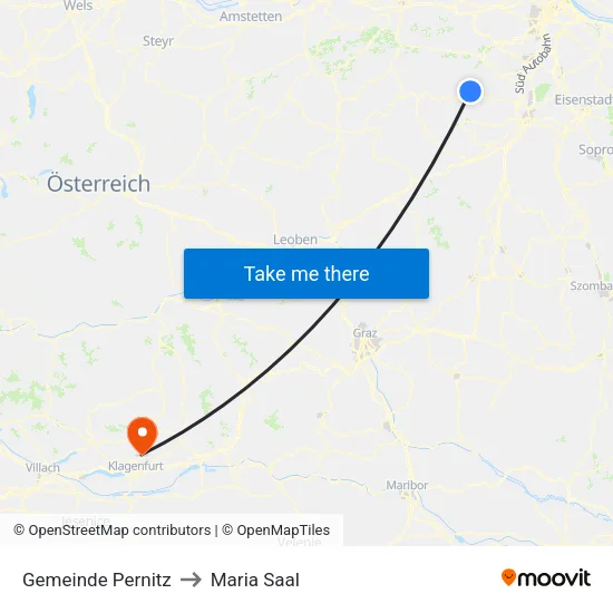 Gemeinde Pernitz to Maria Saal map