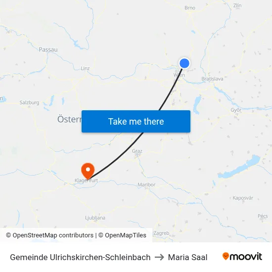 Gemeinde Ulrichskirchen-Schleinbach to Maria Saal map
