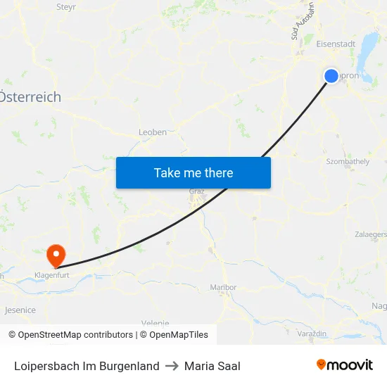 Loipersbach Im Burgenland to Maria Saal map