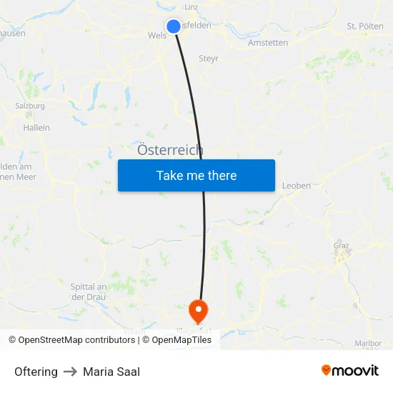 Oftering to Maria Saal map