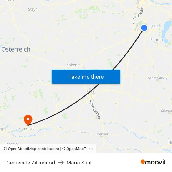 Gemeinde Zillingdorf to Maria Saal map