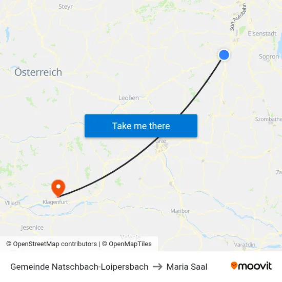 Gemeinde Natschbach-Loipersbach to Maria Saal map