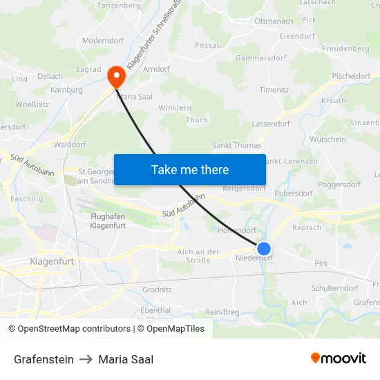 Grafenstein to Maria Saal map