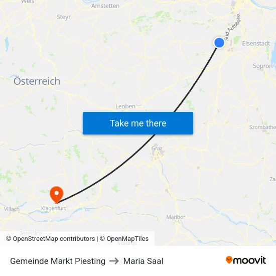 Gemeinde Markt Piesting to Maria Saal map