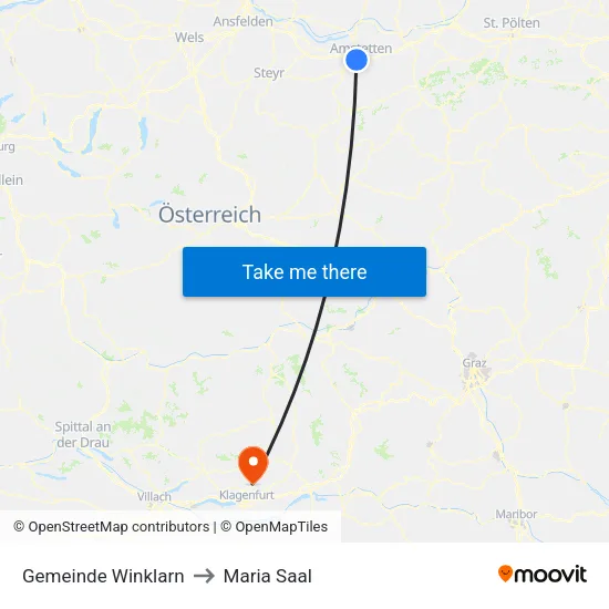 Gemeinde Winklarn to Maria Saal map