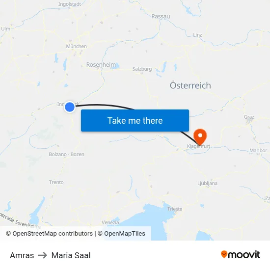 Amras to Maria Saal map