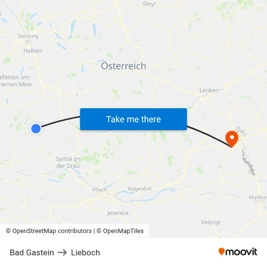 Bad Gastein to Lieboch map