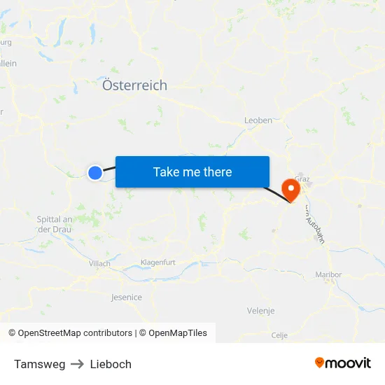 Tamsweg to Lieboch map