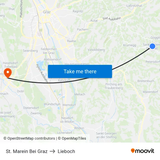 St. Marein Bei Graz to Lieboch map