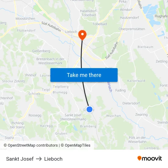 Sankt Josef to Lieboch map