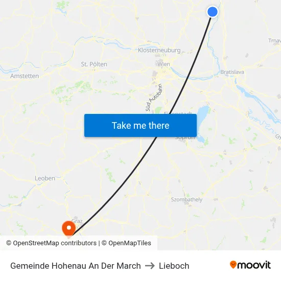 Gemeinde Hohenau An Der March to Lieboch map