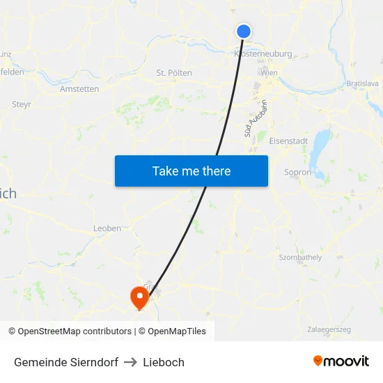 Gemeinde Sierndorf to Lieboch map