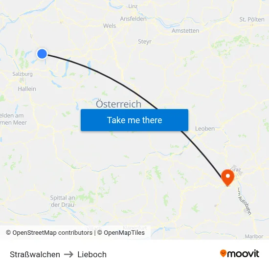 Straßwalchen to Lieboch map