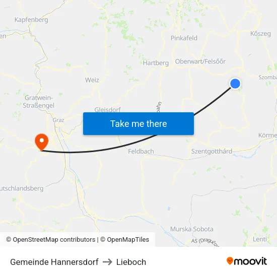 Gemeinde Hannersdorf to Lieboch map