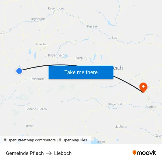 Gemeinde Pflach to Lieboch map