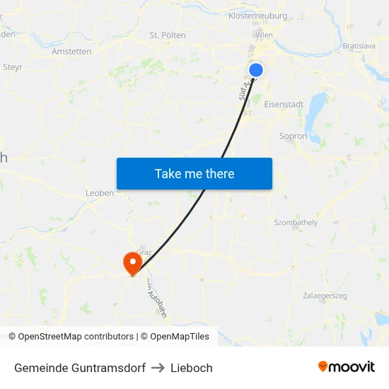 Gemeinde Guntramsdorf to Lieboch map