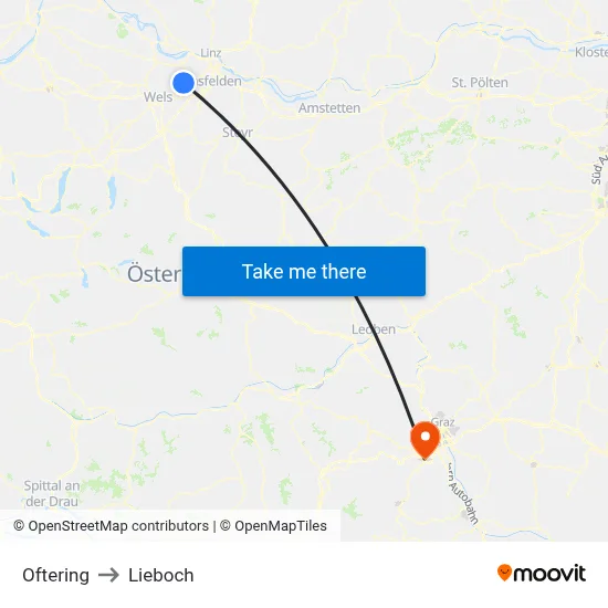 Oftering to Lieboch map