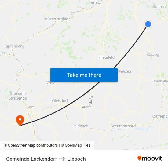 Gemeinde Lackendorf to Lieboch map