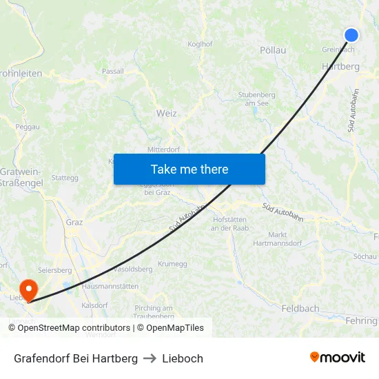 Grafendorf Bei Hartberg to Lieboch map