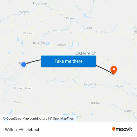 Wilten to Lieboch map