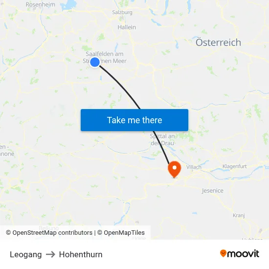 Leogang to Hohenthurn map