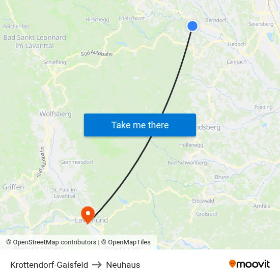 Krottendorf-Gaisfeld to Neuhaus map