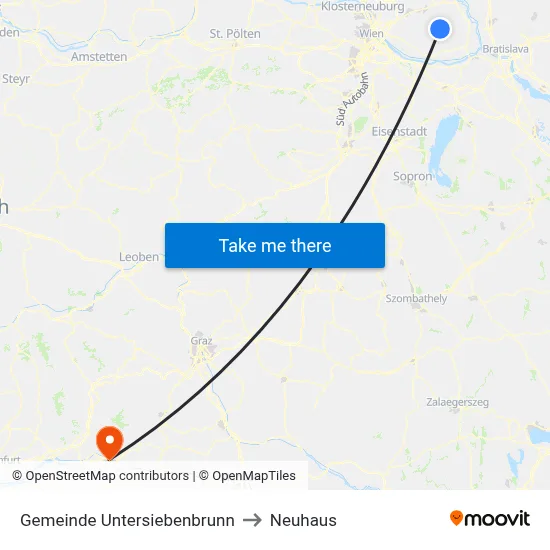 Gemeinde Untersiebenbrunn to Neuhaus map