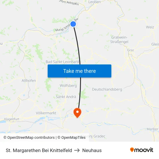 St. Margarethen Bei Knittelfeld to Neuhaus map