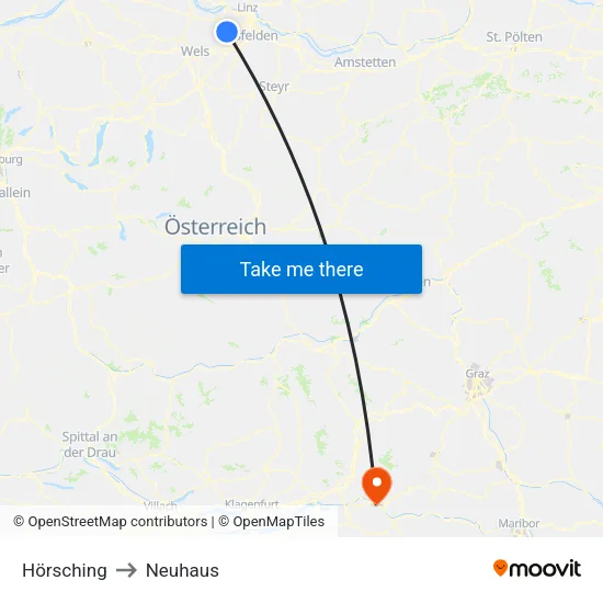 Hörsching to Neuhaus map