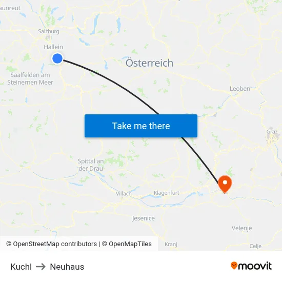 Kuchl to Neuhaus map