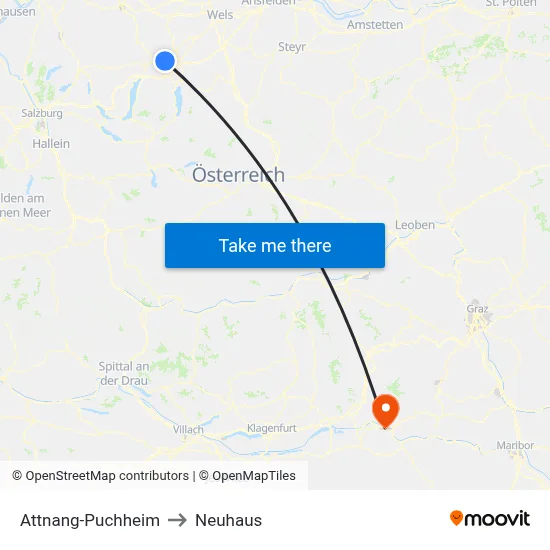 Attnang-Puchheim to Neuhaus map
