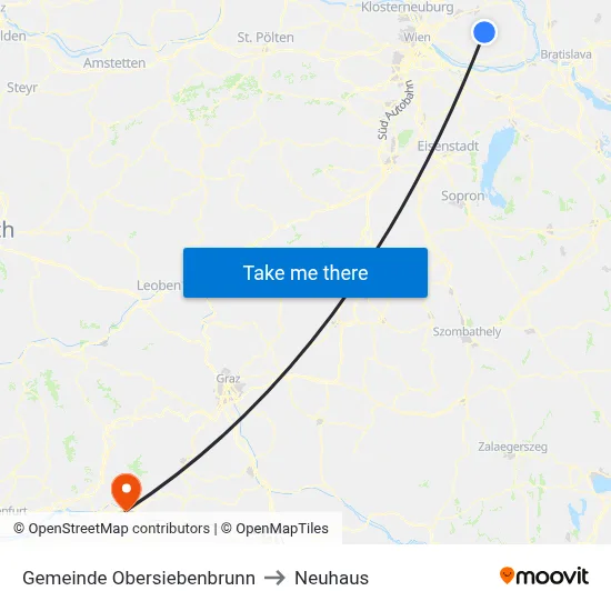 Gemeinde Obersiebenbrunn to Neuhaus map