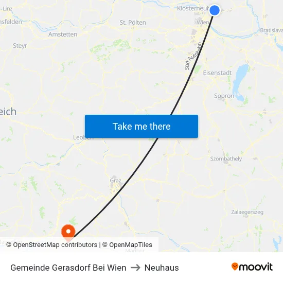 Gemeinde Gerasdorf Bei Wien to Neuhaus map