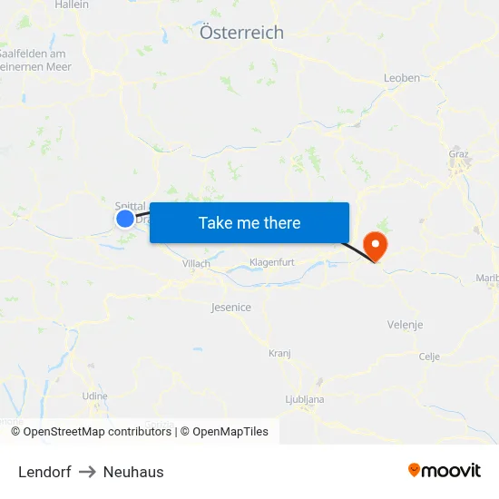 Lendorf to Neuhaus map