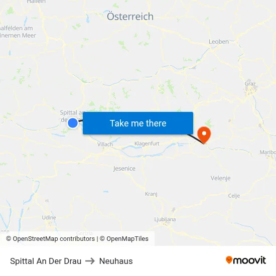 Spittal An Der Drau to Neuhaus map