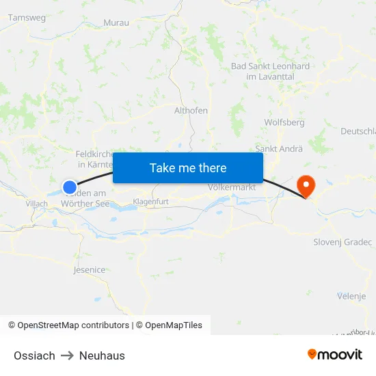 Ossiach to Neuhaus map