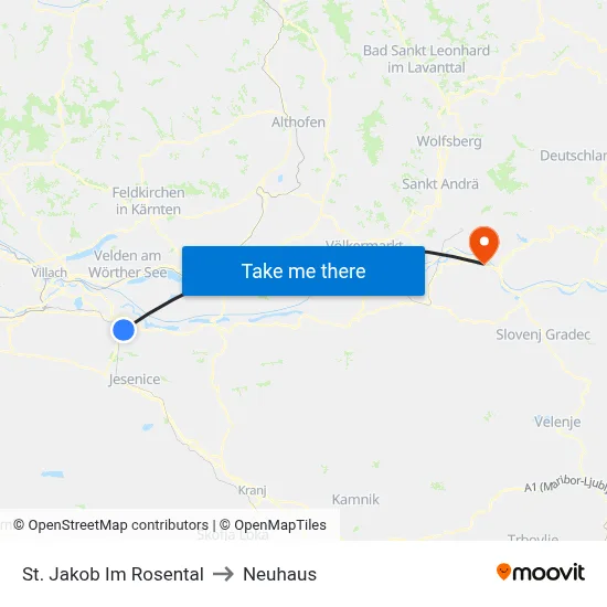 St. Jakob Im Rosental to Neuhaus map