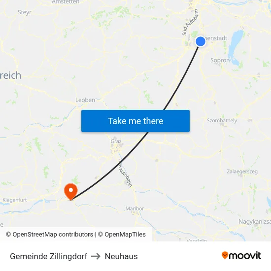 Gemeinde Zillingdorf to Neuhaus map